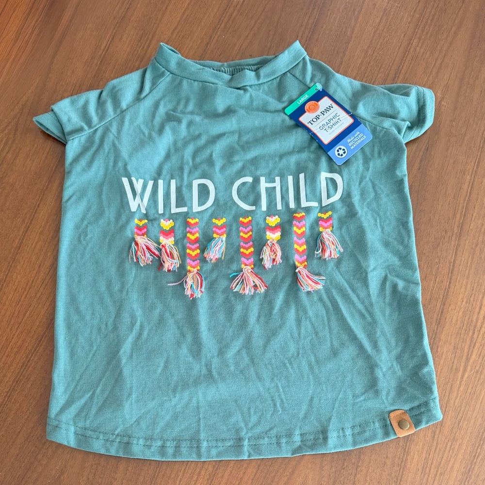 LARGE - Top Paw Teal Wild Child Dog Shirt